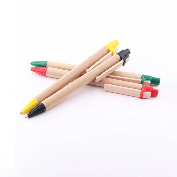 Eco-friendly kraft paper ballpoint pen with wooden clip