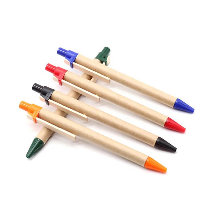 Eco-friendly kraft paper ballpoint pen with wooden clip