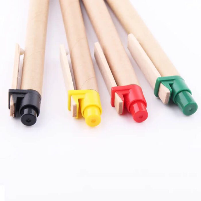 Eco-friendly kraft paper ballpoint pen with wooden clip