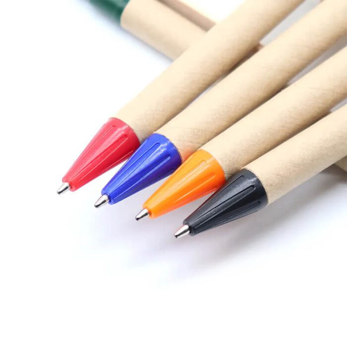 Eco-friendly kraft paper ballpoint pen with wooden clip