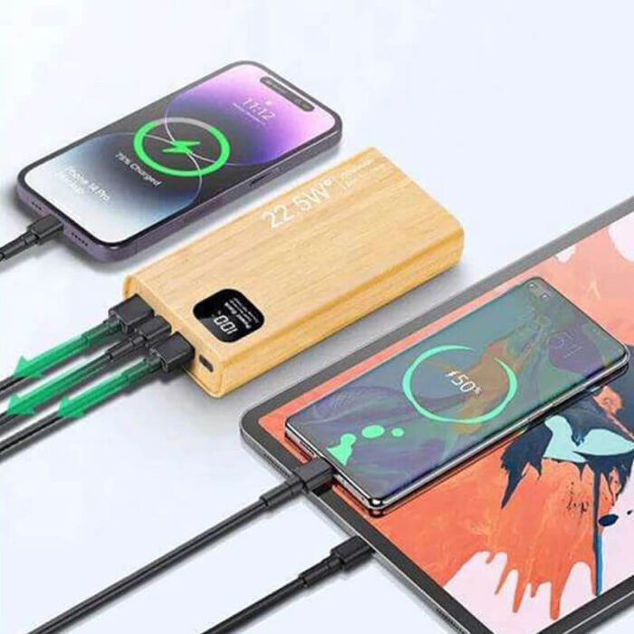 Eco-friendly bamboo fast charging powerbank 22.5W 30000mAh