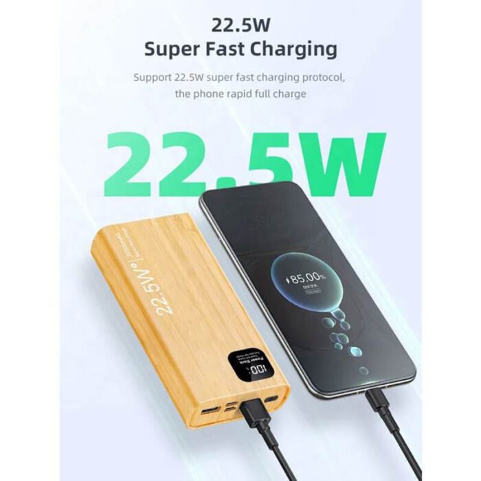 Eco-friendly bamboo fast charging powerbank 22.5W 30000mAh