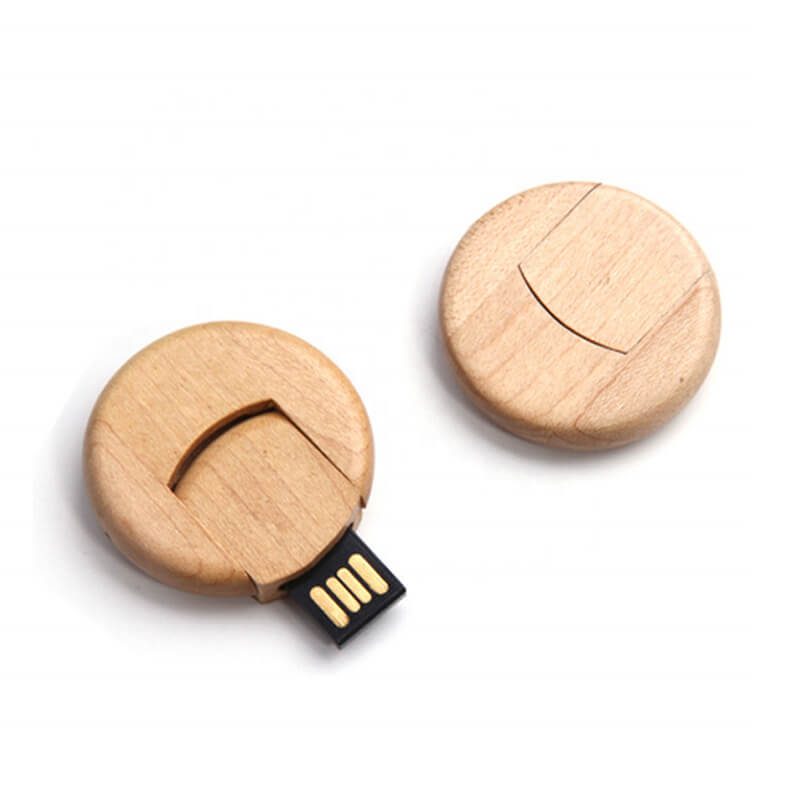 Eco-friendly round wooden USB drives