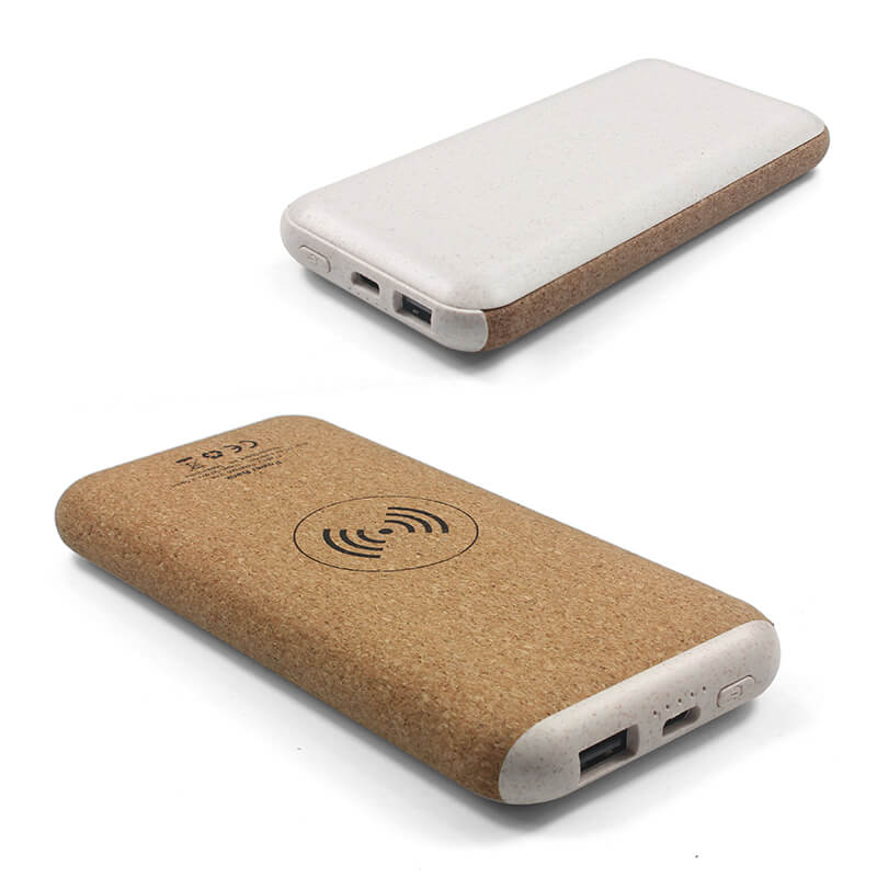 Eco-friendly wheat straw powerbank cork wireless charger