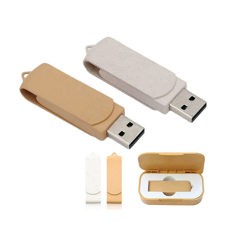 Eco-friendly Wheat Straw Swivel USB Flash Drives